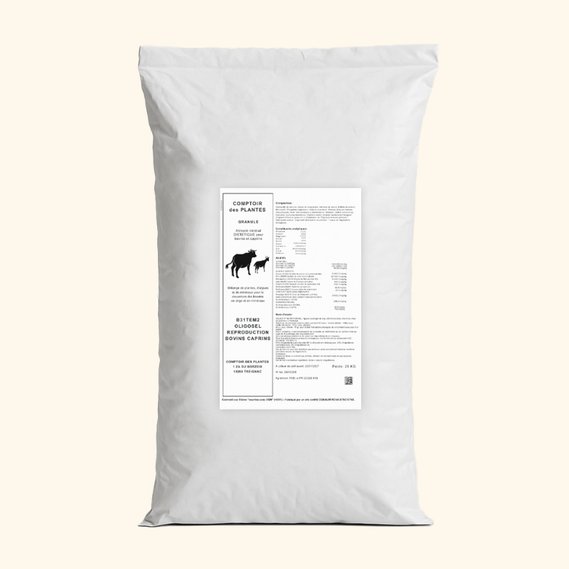 B31TEM 25 kg Aliment minéral DIETETIQUE pour bovins et caprins B31TEM 25 kg Aliment minéral DIETETIQUE pour bovins et caprins