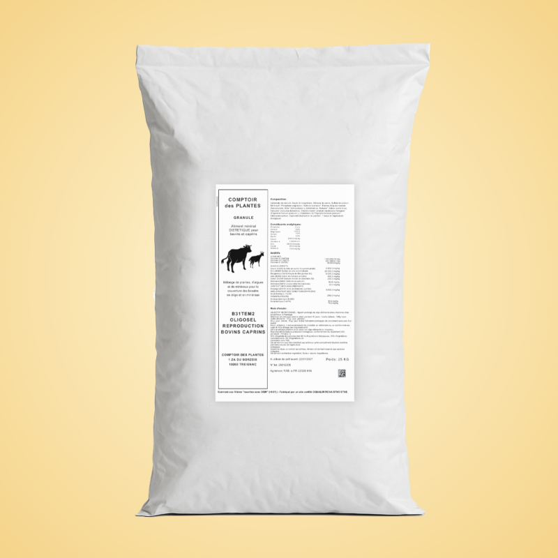 B31TEM 25 kg Aliment minéral DIETETIQUE pour bovins et caprins