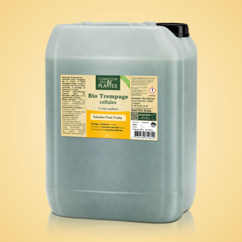 Bio Trempage trayons mamelle après traite - mammite - vache bovin - désinfectant bactéricide - agriculture biologique